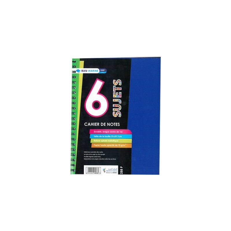 CAHIER DE NOTES 6 SUJETS 288P SPIRAL SEYES