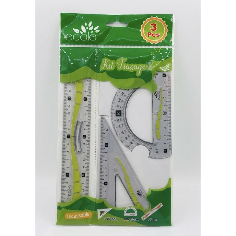 Kit de Géométrie 3 Pièces 20cm